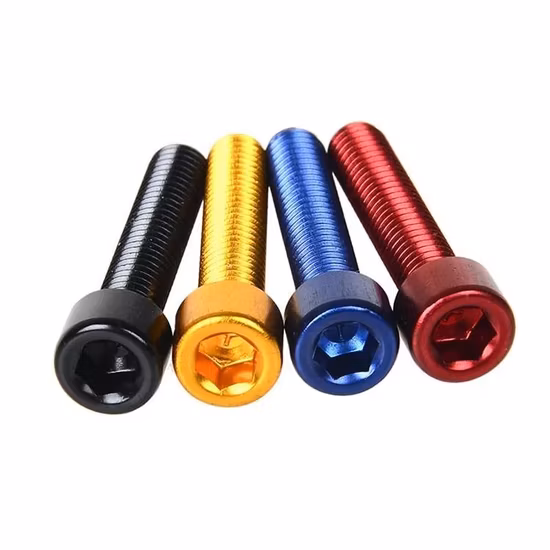 Tornillo anodizado arcoíris de titanio, tornillos profesionales de aluminio M3 de color rojo dorado, tuercas especiales para el cliente de rosca completa