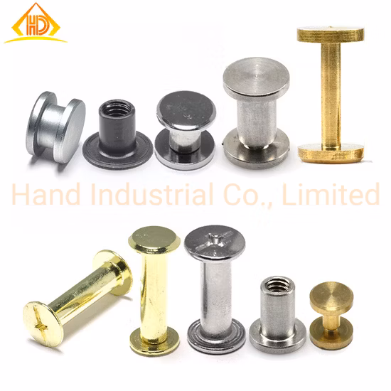 M3 M4 6 8 10mm SUS304 316 latón titanio cobre pistola plateada cuero negro tablero de madera empuñadura encuadernación Chicago tornillo barril tuerca