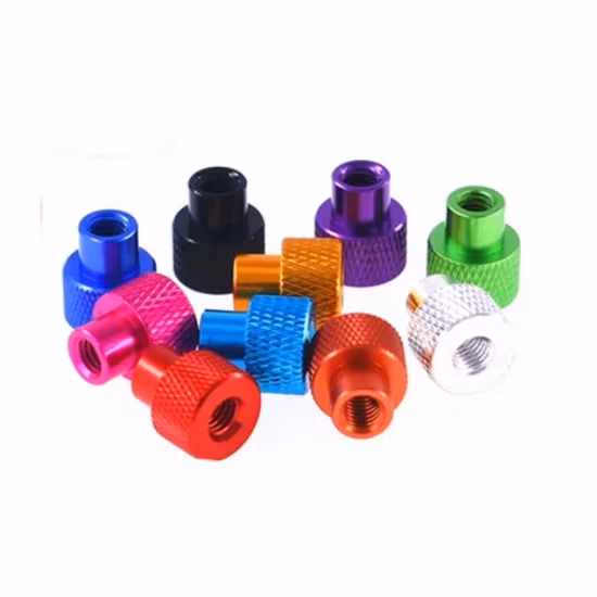 Tuerca de pulgar moleteada plana de aluminio colorida de la tuerca de reborde del paso